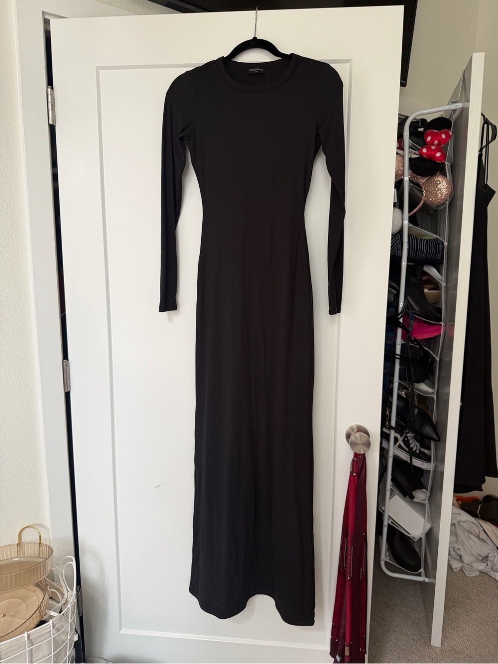 naked wardrobe Black Long Sleeve Maxi Bodycon Dress